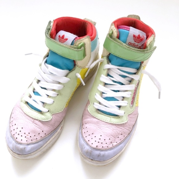 Adidas Shoes Adidas Womens 3 Streifen Rainbow Hi Top Sneakers Poshmark